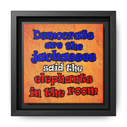 donkeys and elephants - framed canvas art (burnt orange)