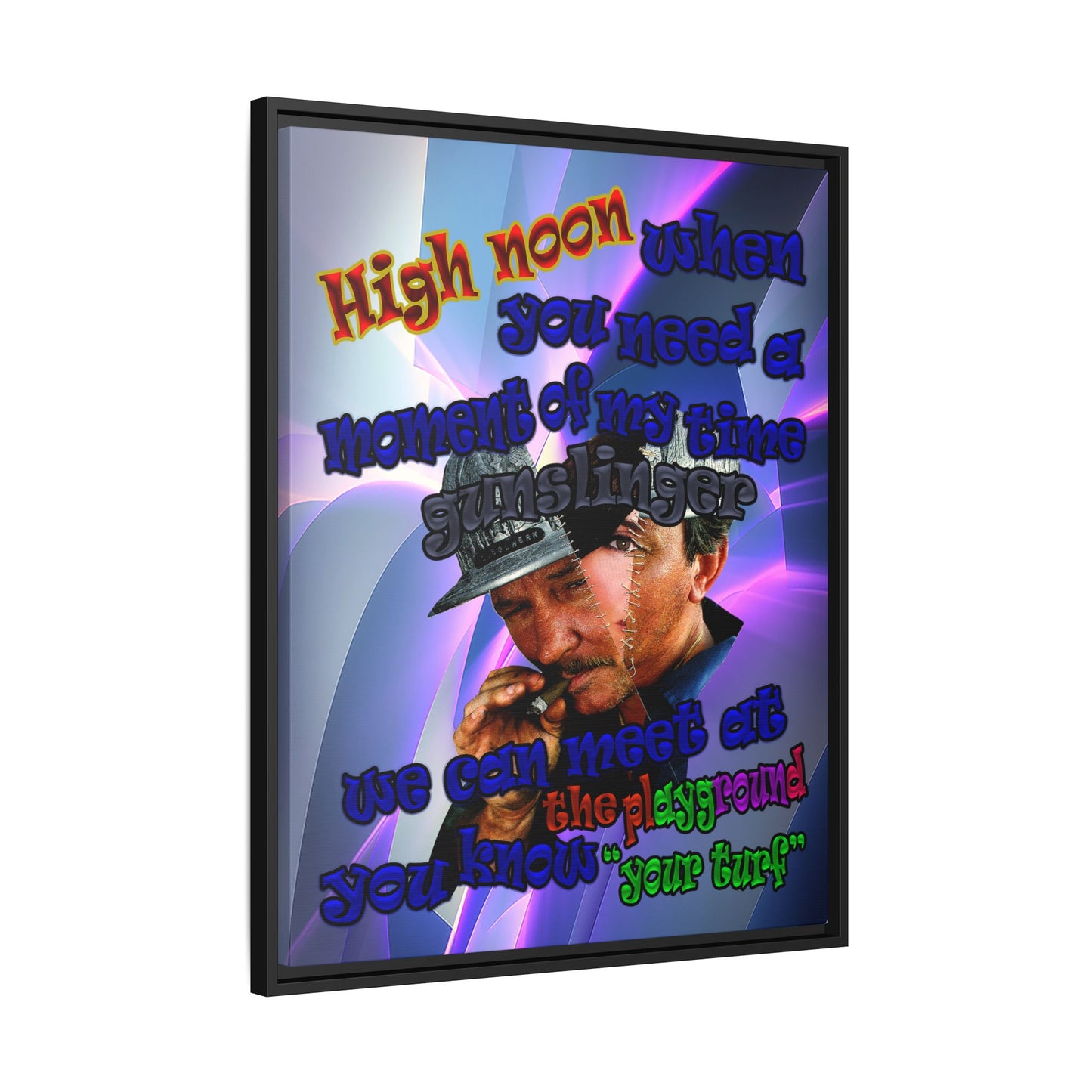 high noon - framed canvas art (grey-pink wave)