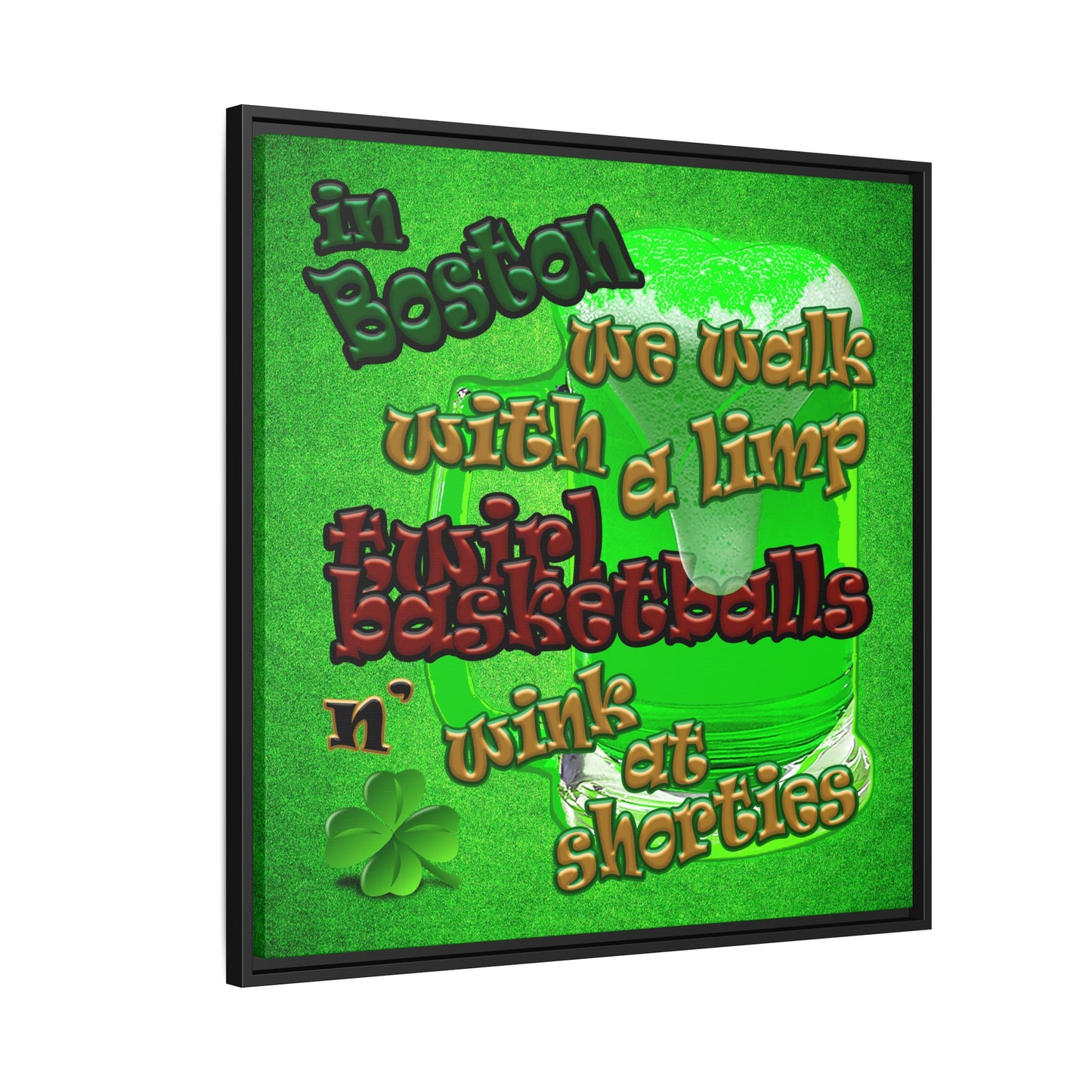 celtics logo - framed canvas art (green turf)