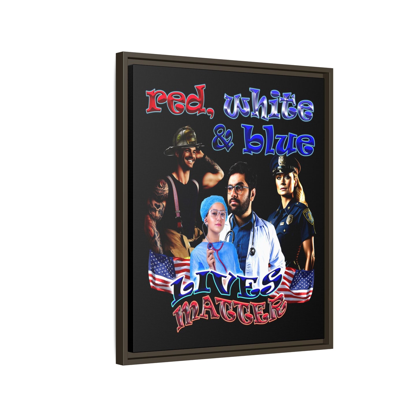 rw&b lives matter - framed canvas art (black)
