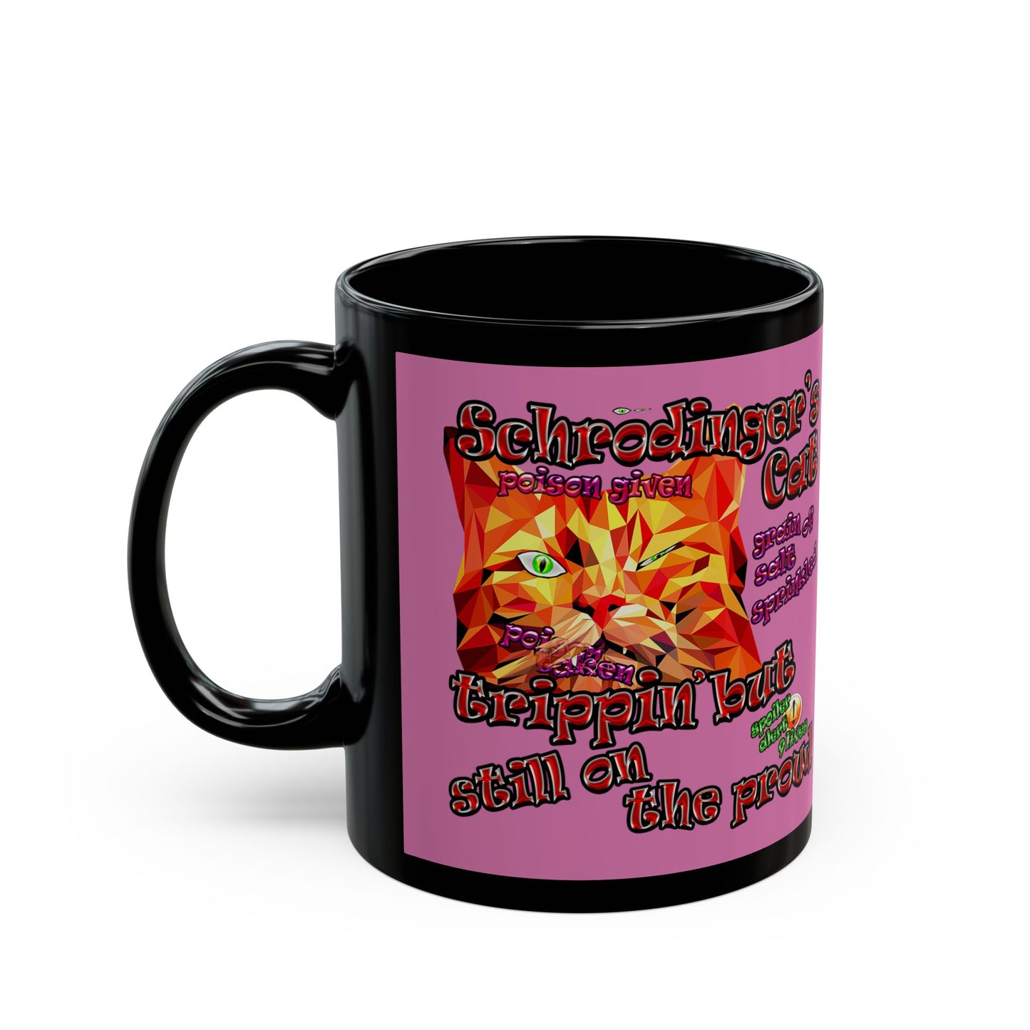 schrodinger's cat - Black Mug (light pink)