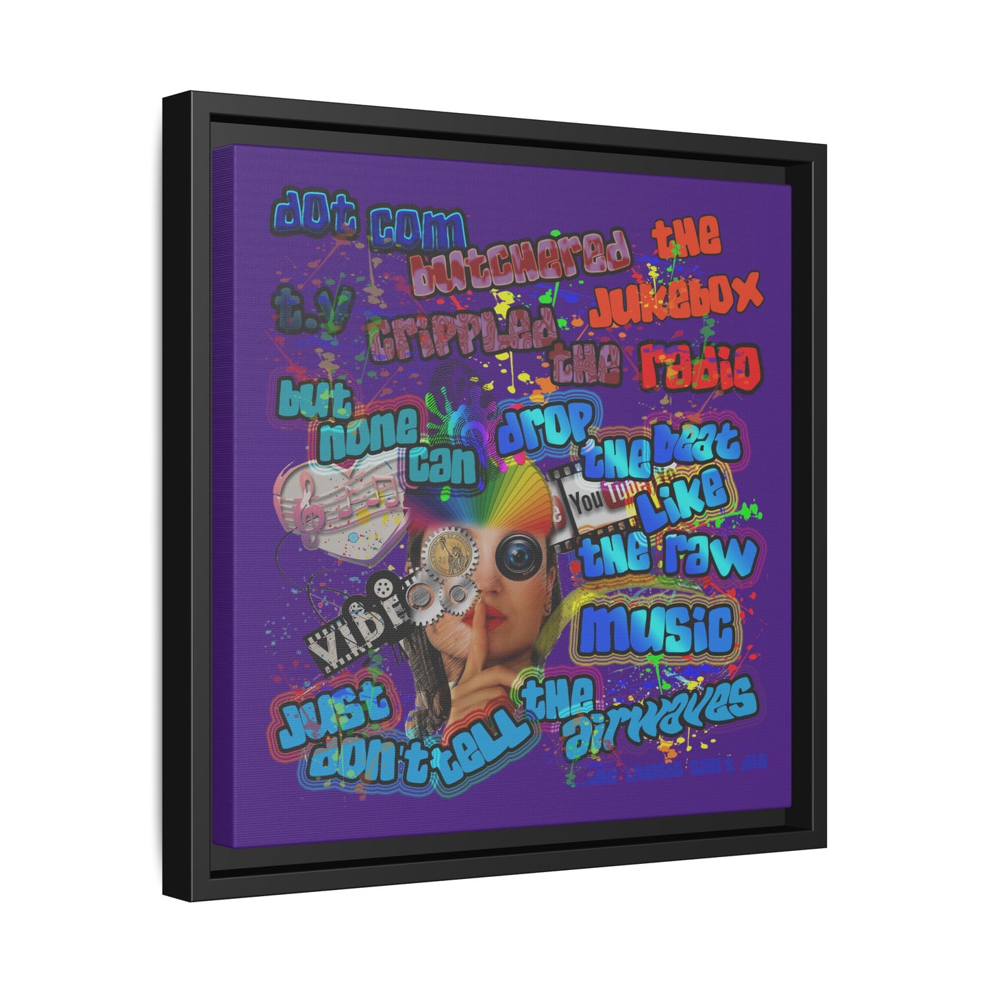 drop the beat - framed canvas art (purple)
