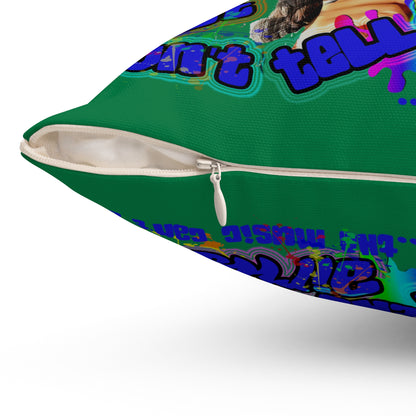drop the beat - Spun Polyester Square Pillow - (dark green)