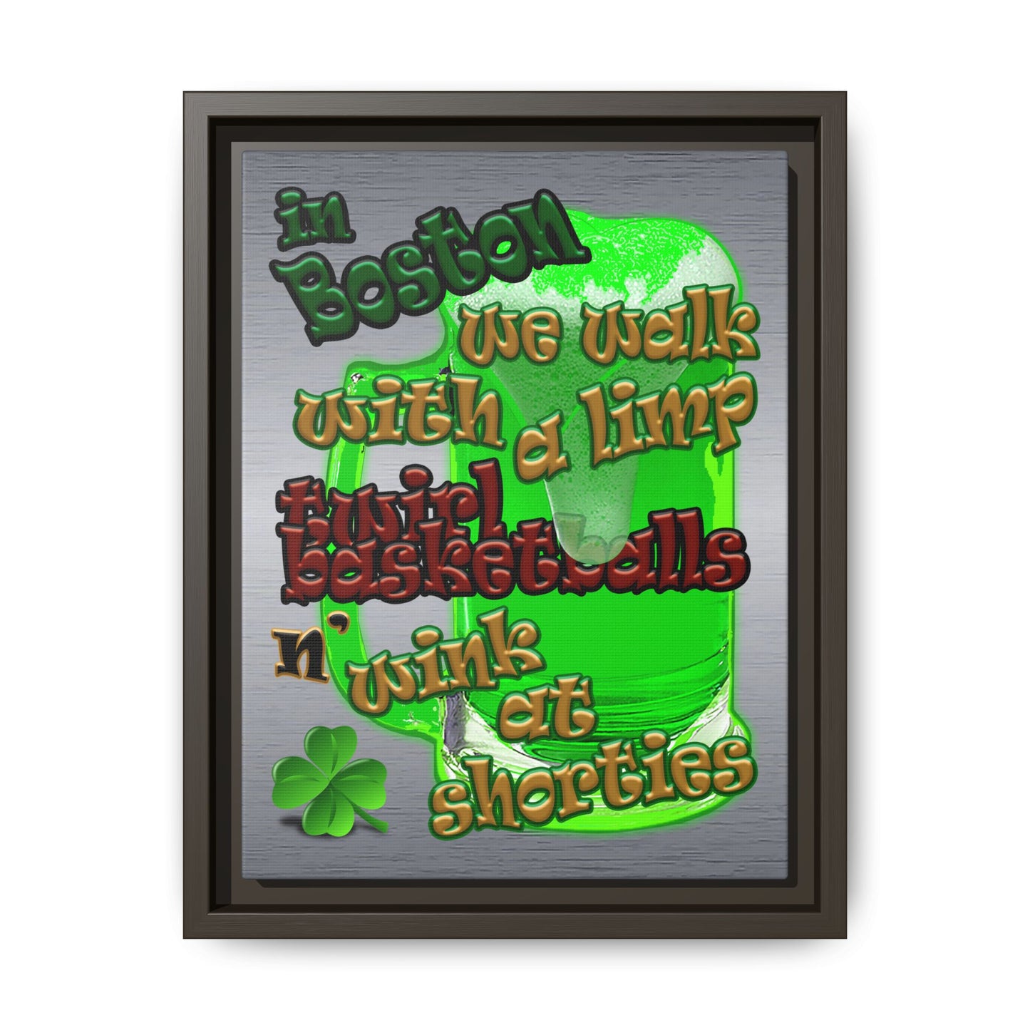 celtics logo - framed canvas art (brushed nickel)