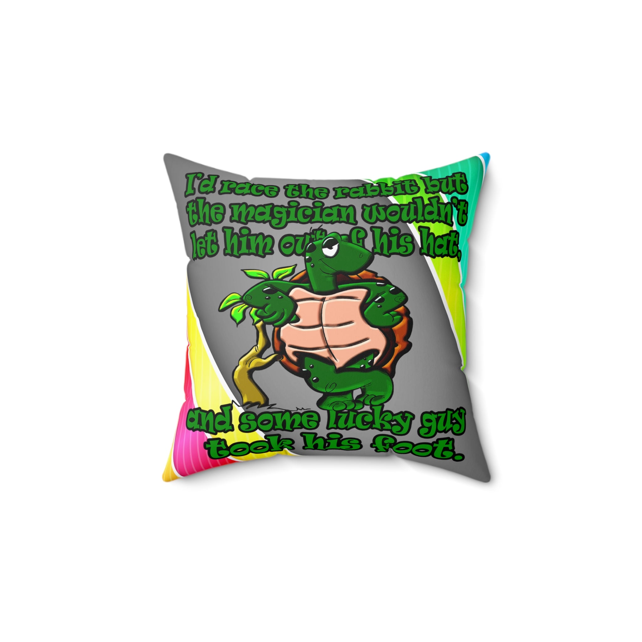 turtle race - Spun Polyester Square Pillow - (rainbow split)
