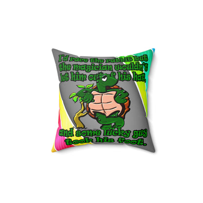 turtle race - Spun Polyester Square Pillow - (rainbow split)