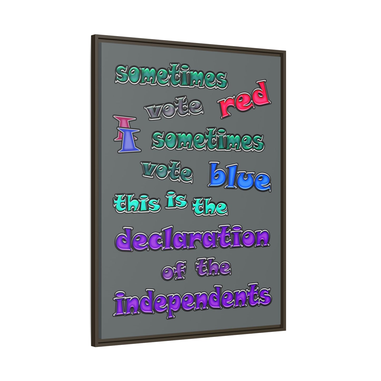declaration of the independents - framed canvas art (dark grey)