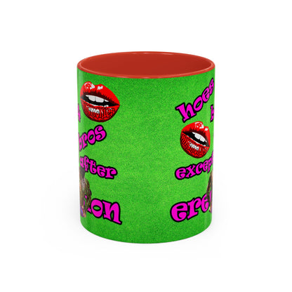 hoes b4 bros - Accent Mug (green turf)