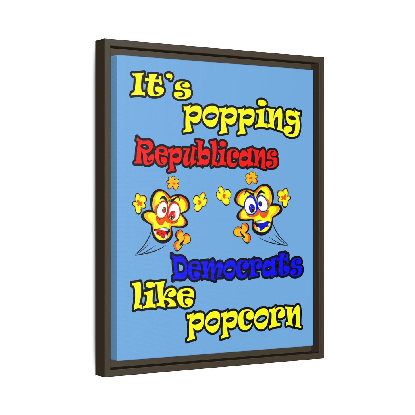 popping like popcorn - framed canvas art (light blue)