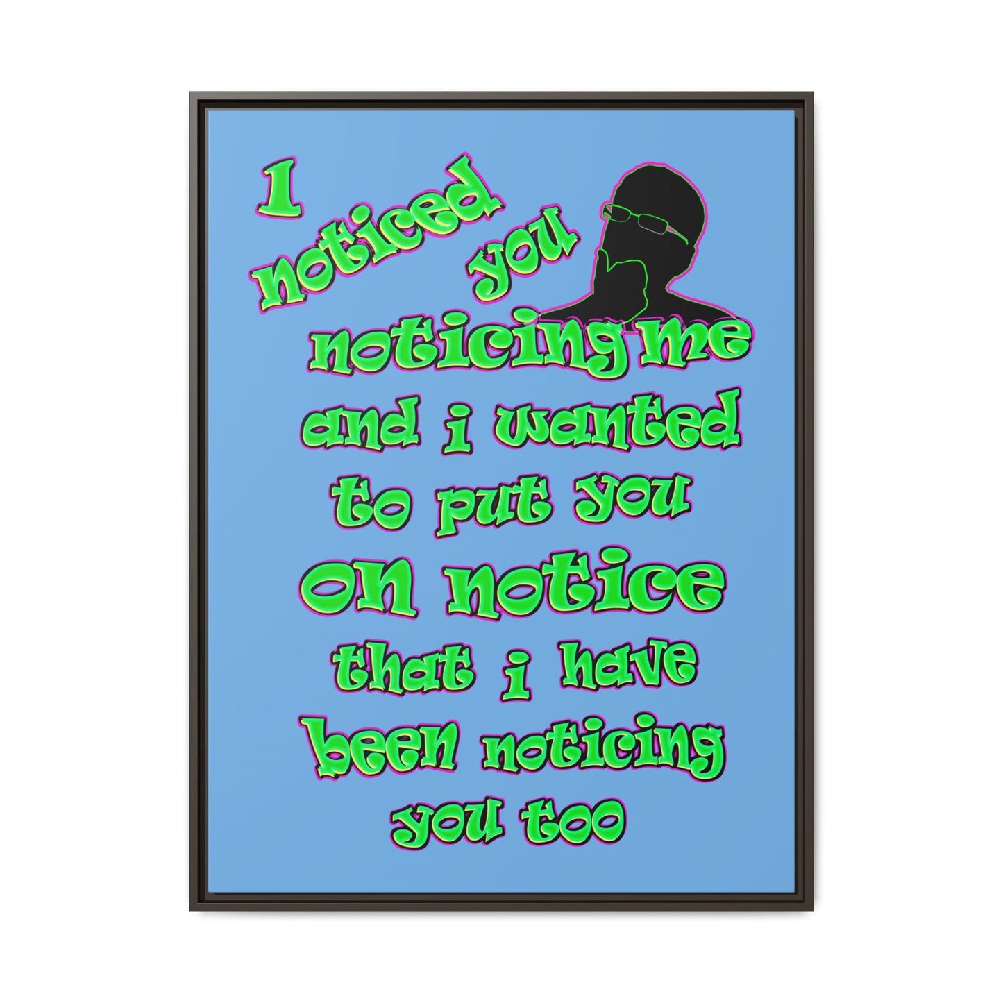 noticed you noticing - framed canvas art (light blue)