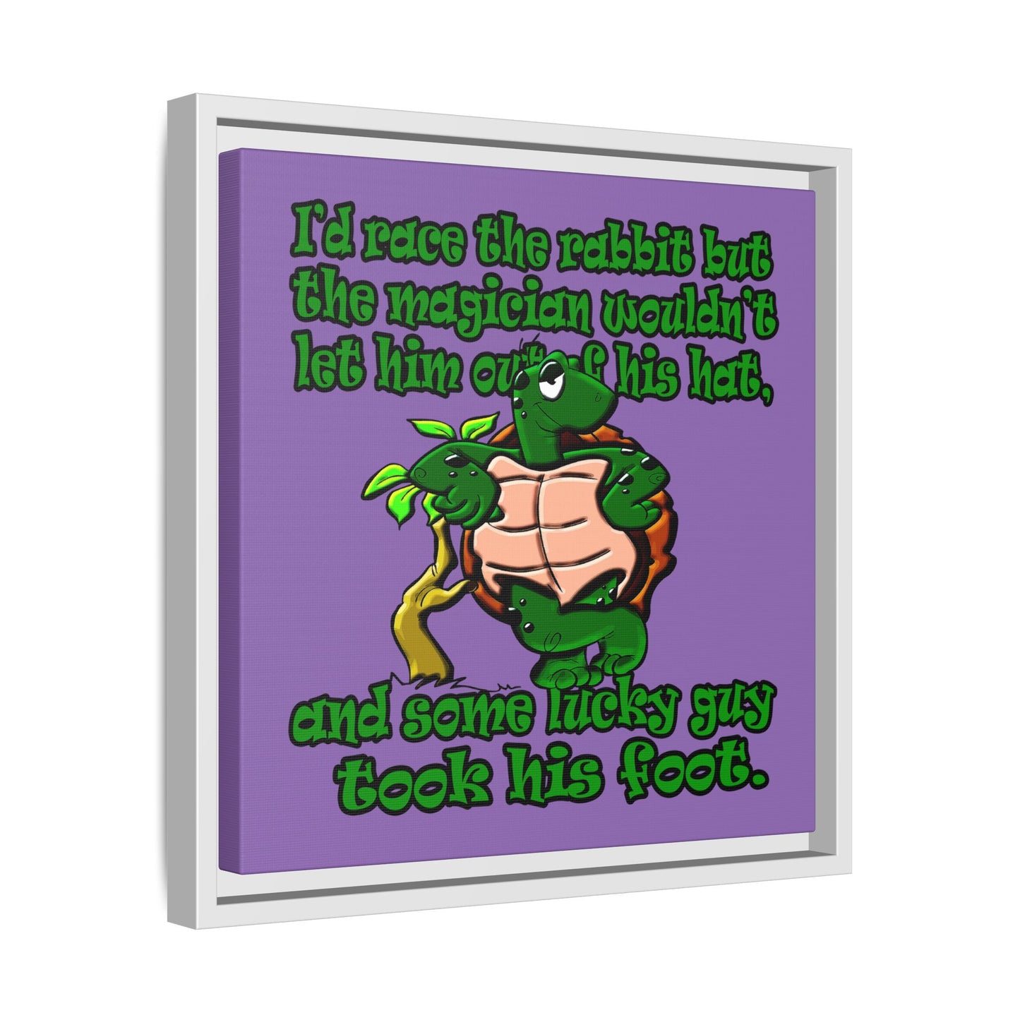 turtle race - framed canvas art (light purple)