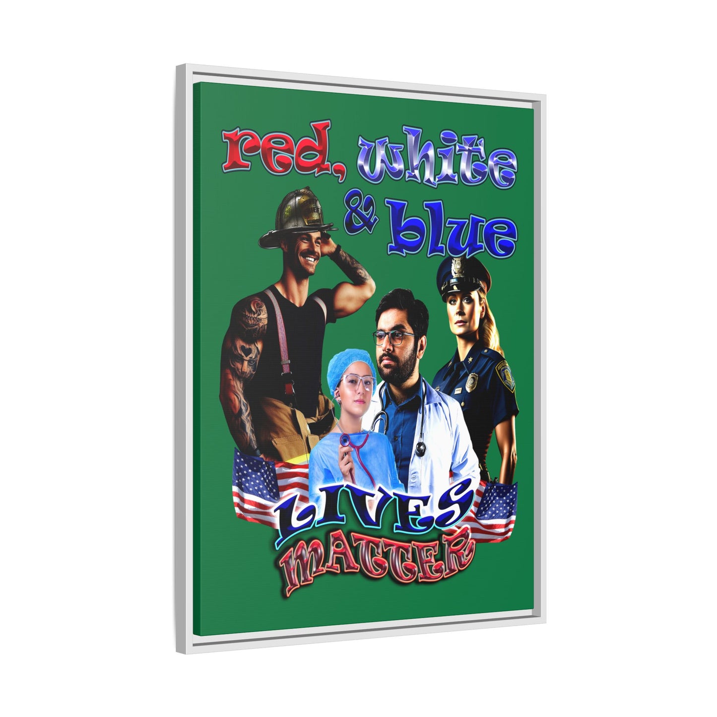 rw&b lives matter - framed canvas art (dark green)