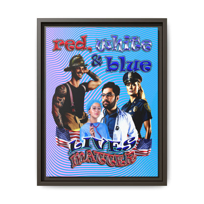 rw&b lives matter - framed canvas art (light blue-purple wave)
