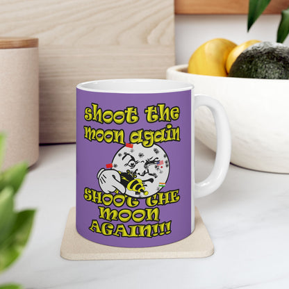 shoot the moon again - White Mug (light purple)