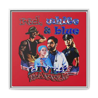 rw&b lives matter - framed canvas art (dark red)