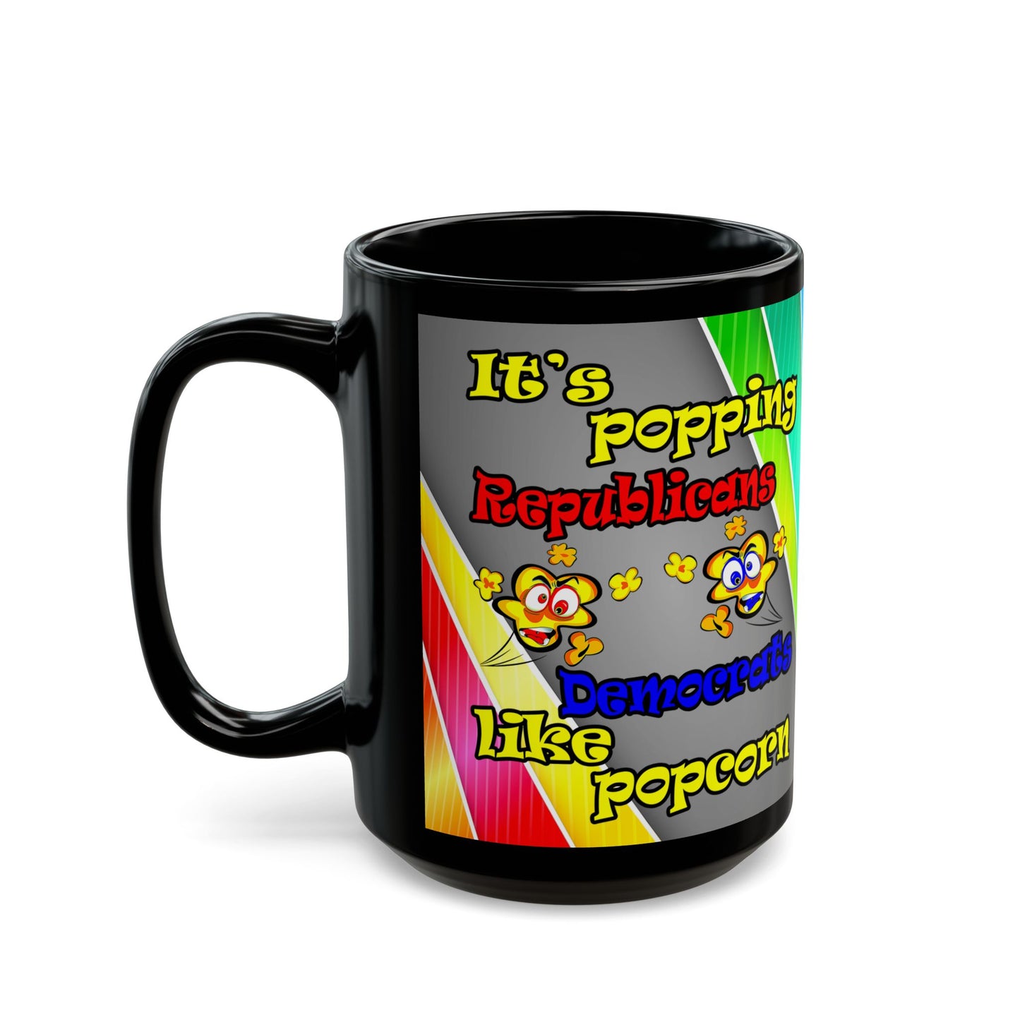 popping like popcorn - Black Mug (rainbow split)