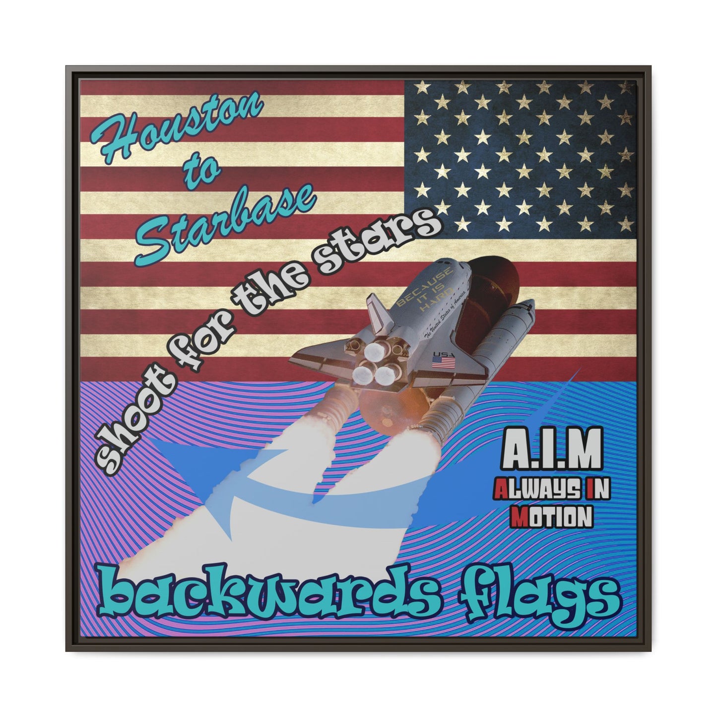 shoot for the stars - framed canvas art (light blue-purple wave)