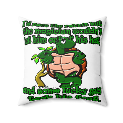 turtle race - Spun Polyester Square Pillow - (white)