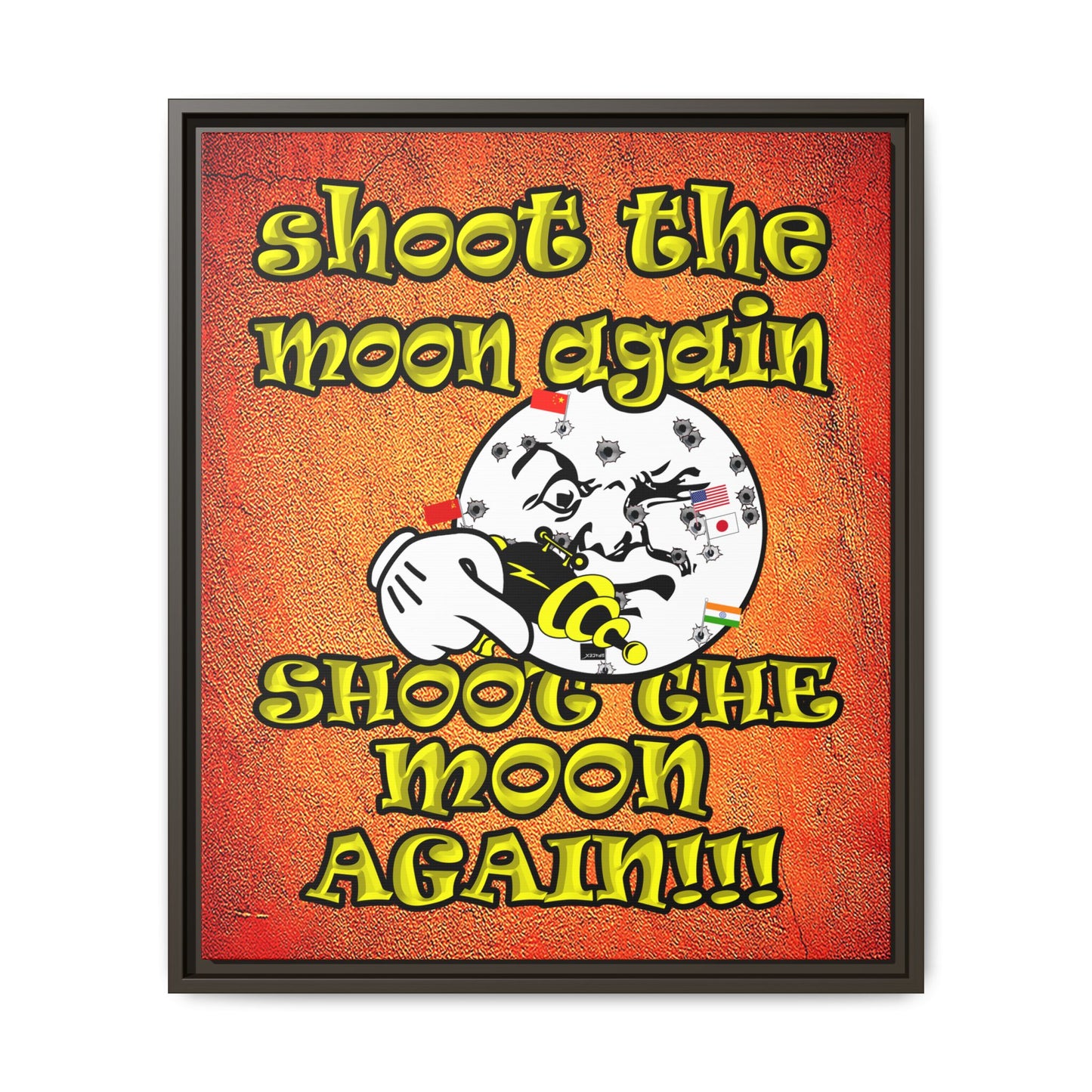 shoot the moon again - framed canvas art (burnt orange)