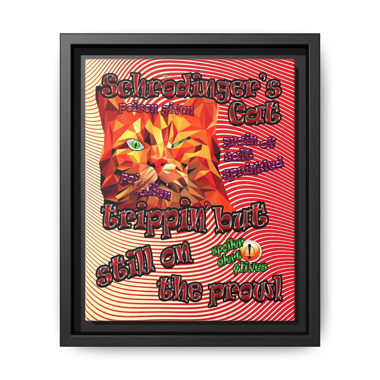 schrodinger's cat - framed canvas art (yellow-orange wave)