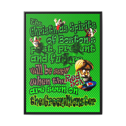 christmas spirits of boston - framed canvas art (logo green)