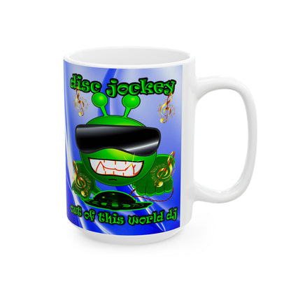 disc jockey - White Mug (blue-white wave)
