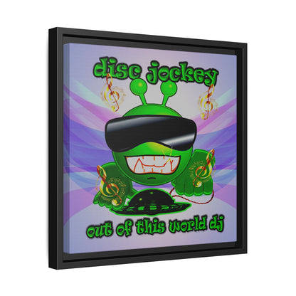 disc jockey - framed canvas art (light blue-pink wave)
