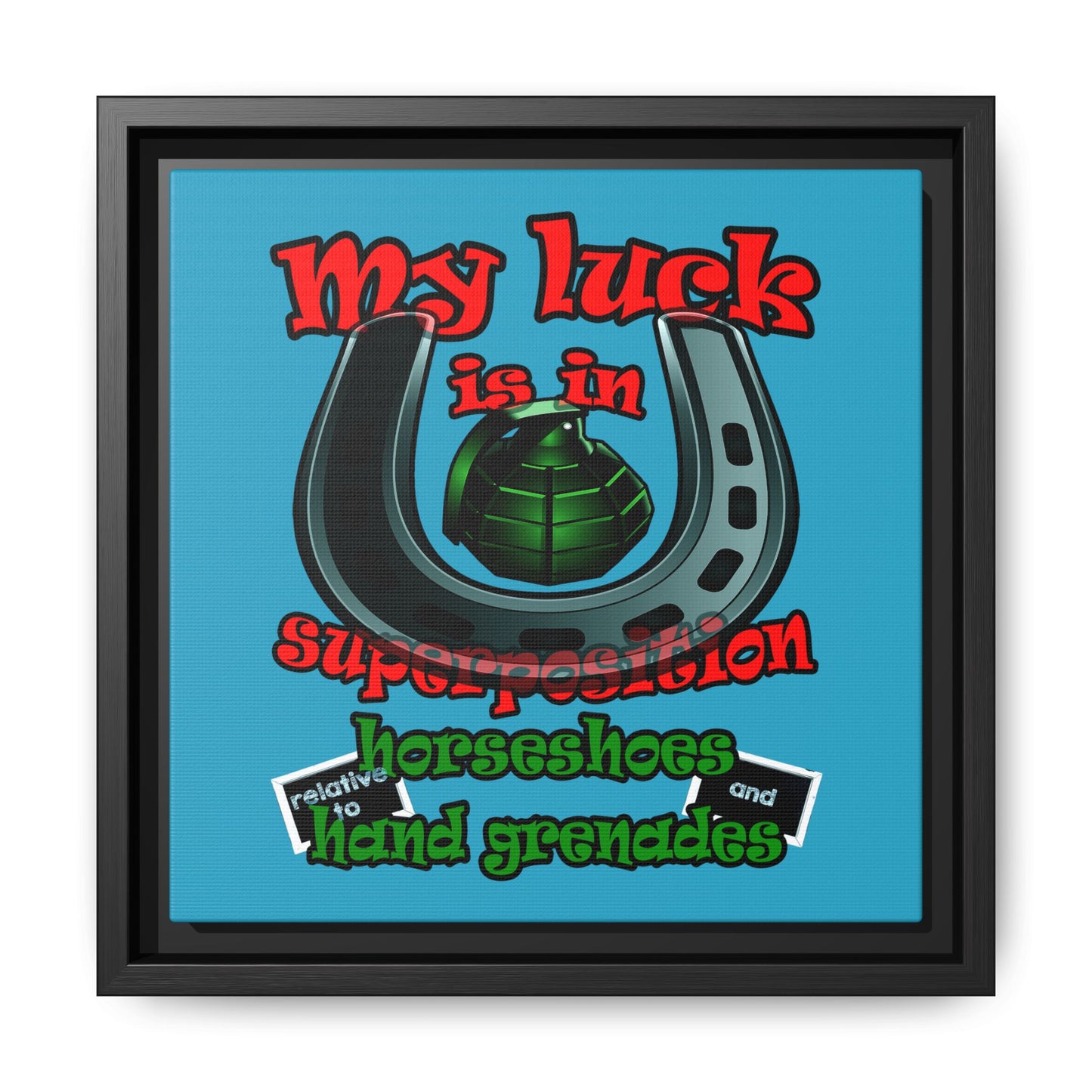my luck - framed canvas art (turquoise)