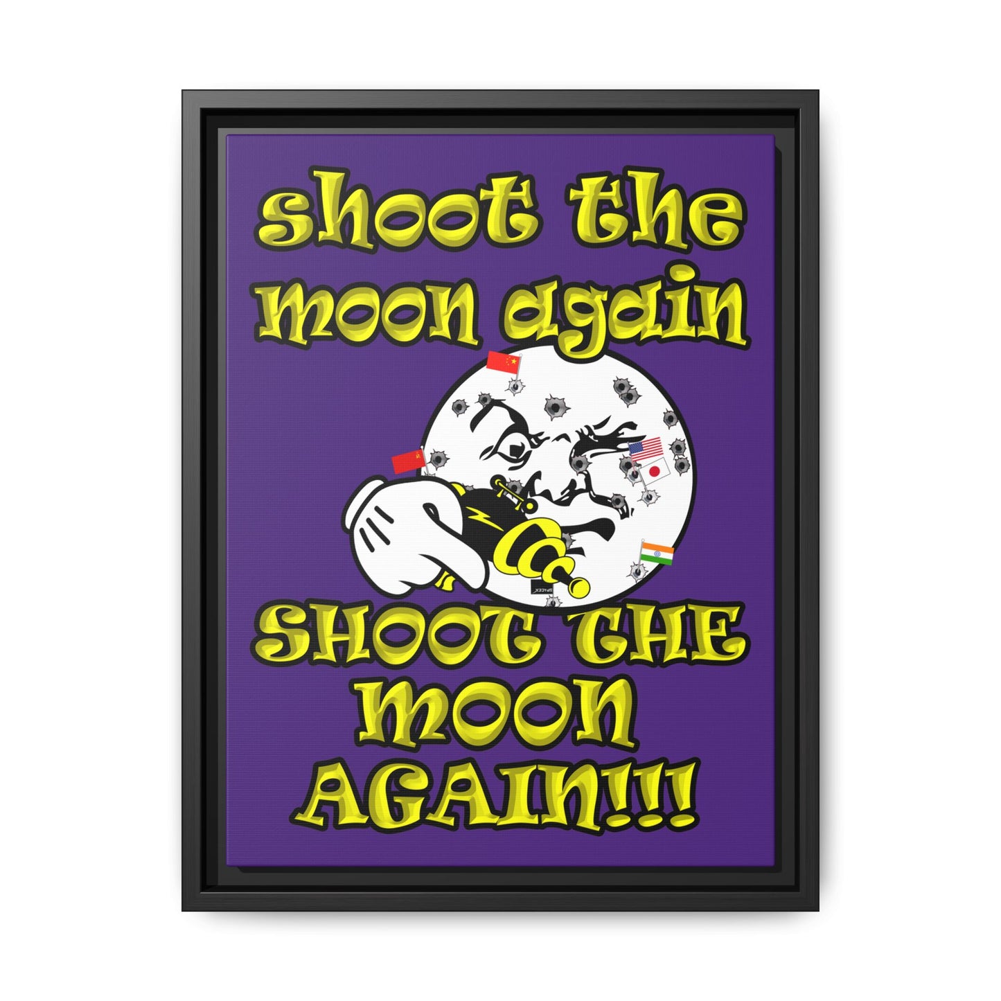 shoot the moon again - framed canvas art (purple)