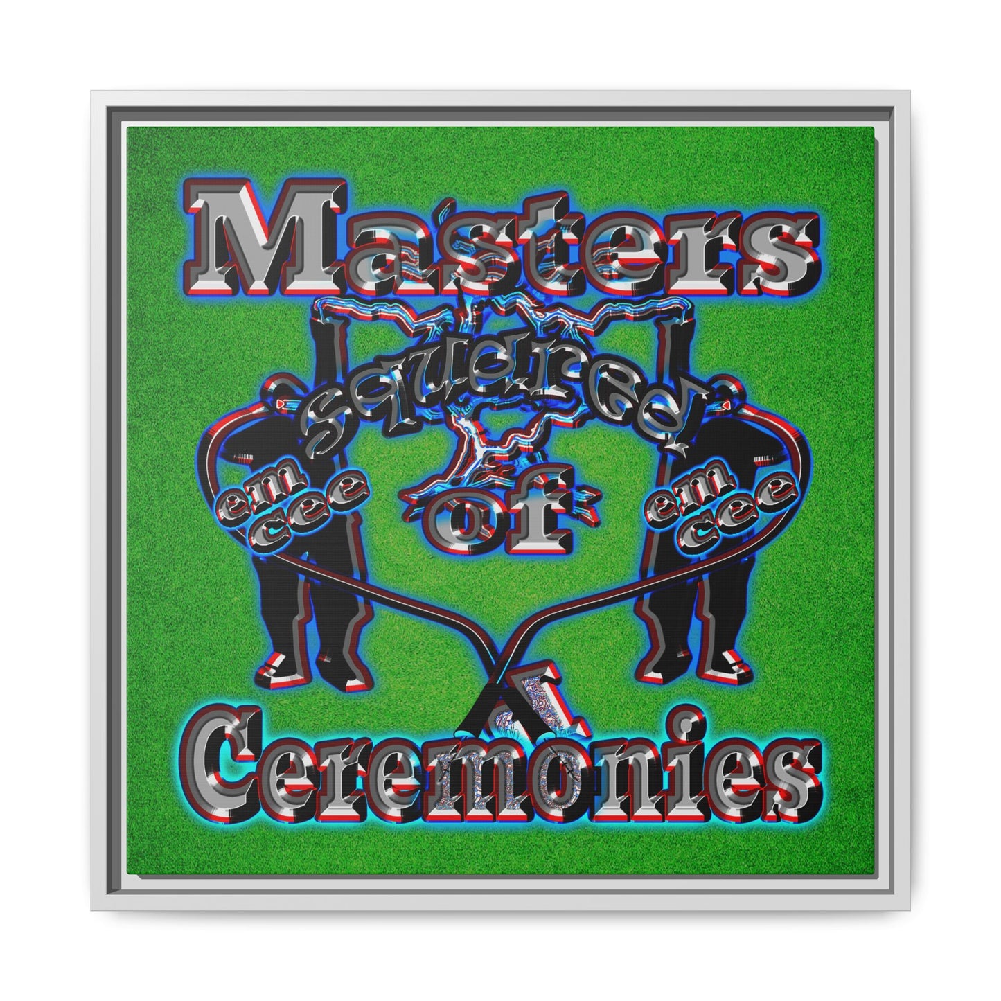 em cee squared - framed canvas art (green turf)