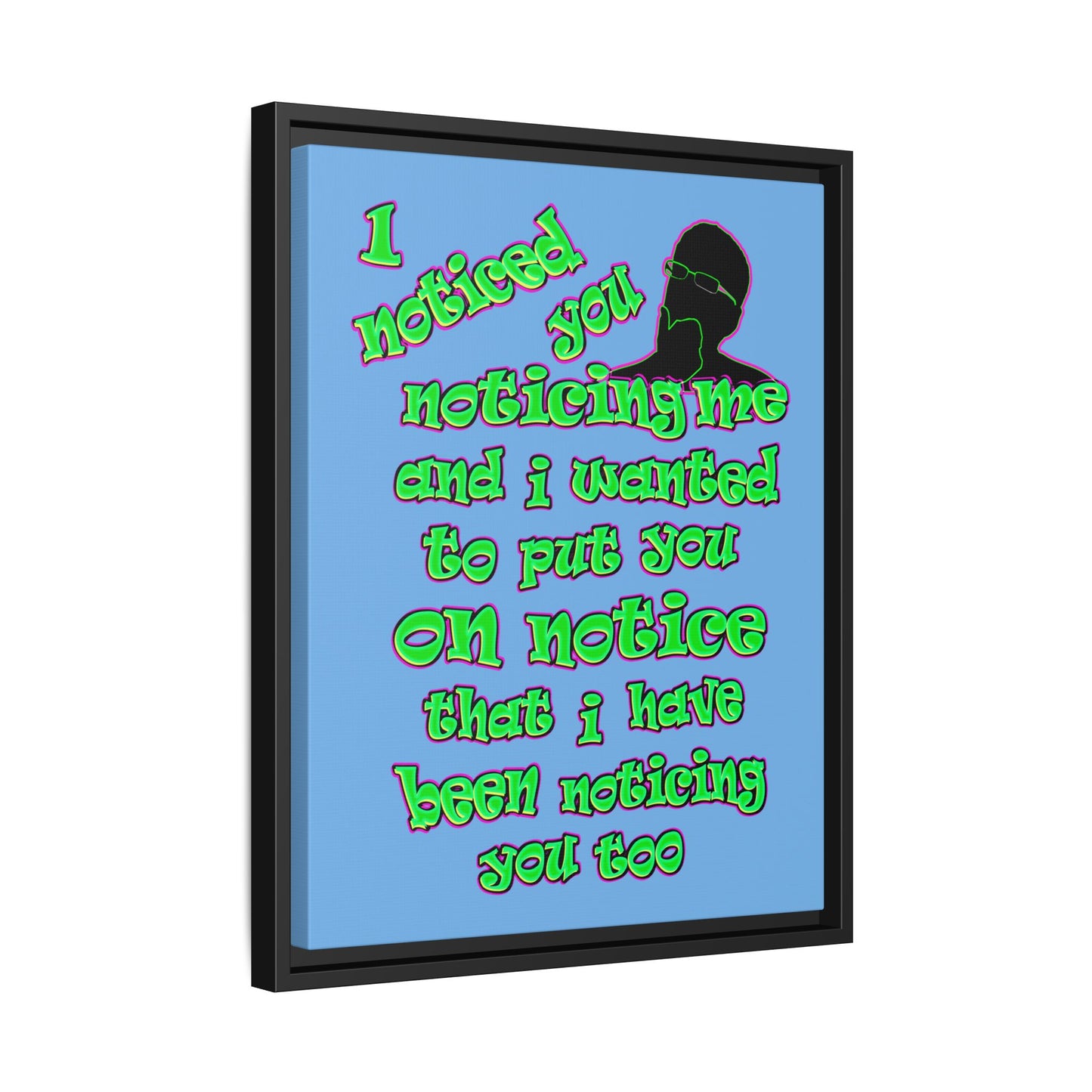 noticed you noticing - framed canvas art (light blue)