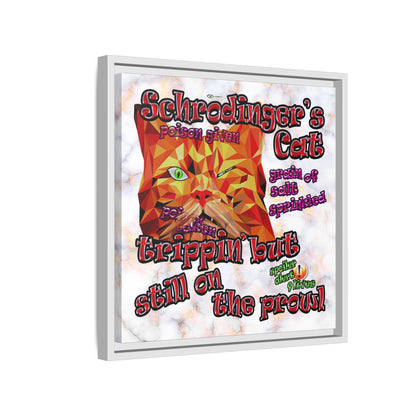 schrodinger's cat - framed canvas art (white marble)