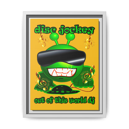 disc jockey - framed canvas art (yellow)