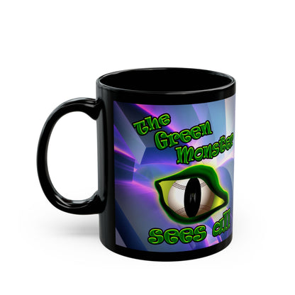 green monster - Black Mug (grey-pink wave)