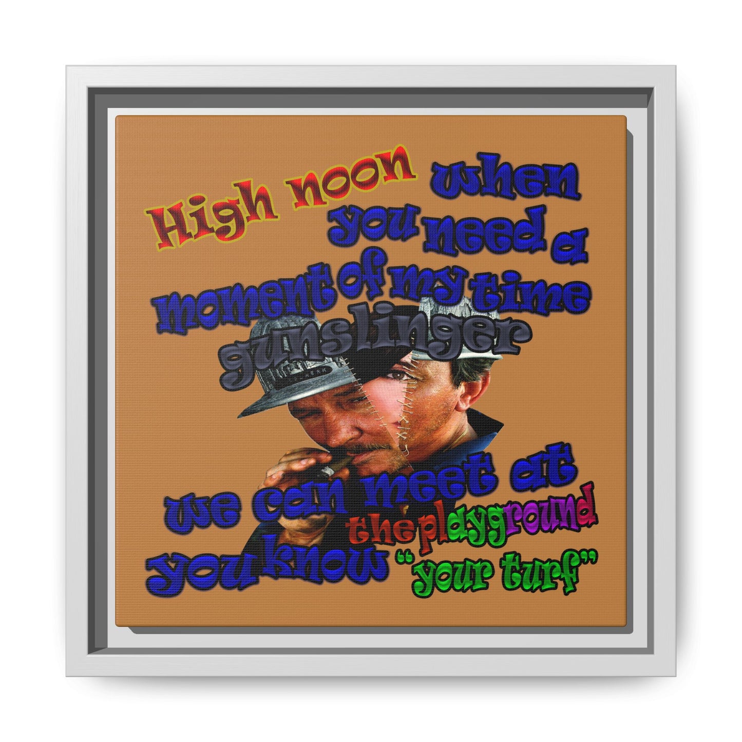 high noon - framed canvas art (light brown)
