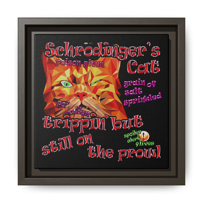 schrodinger's cat - framed canvas art (black)