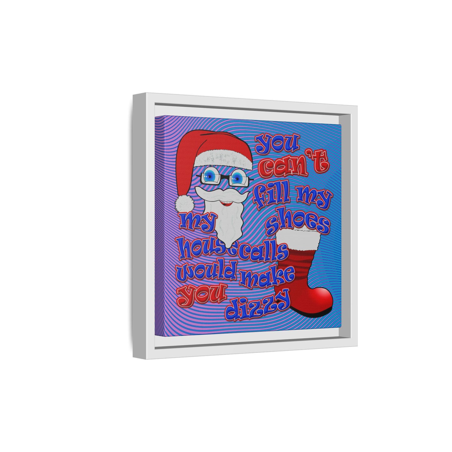 santa's shoes - framed canvas art (light blue-purple wave)
