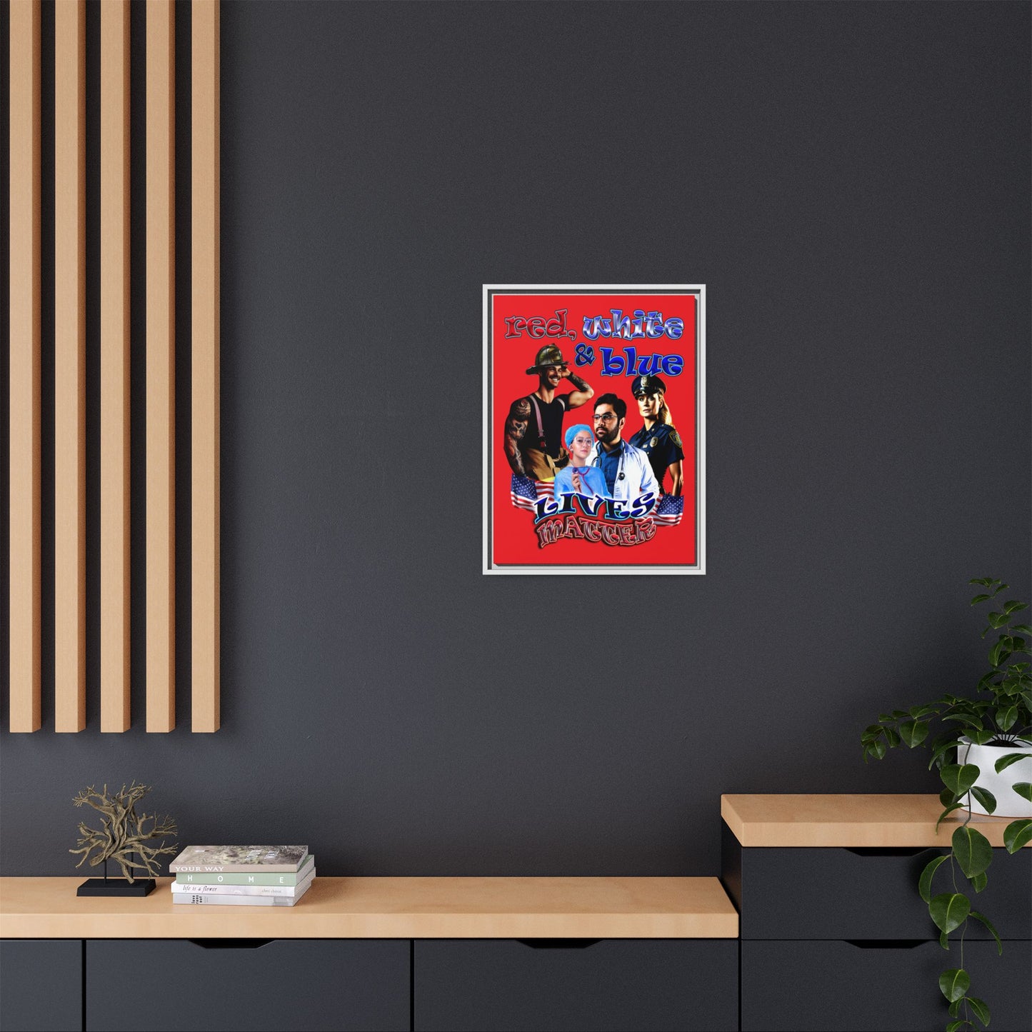 rw&b lives matter - framed canvas art (red)