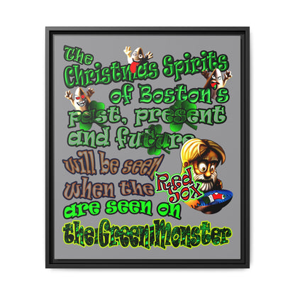 christmas spirits of boston - framed canvas art (grey)