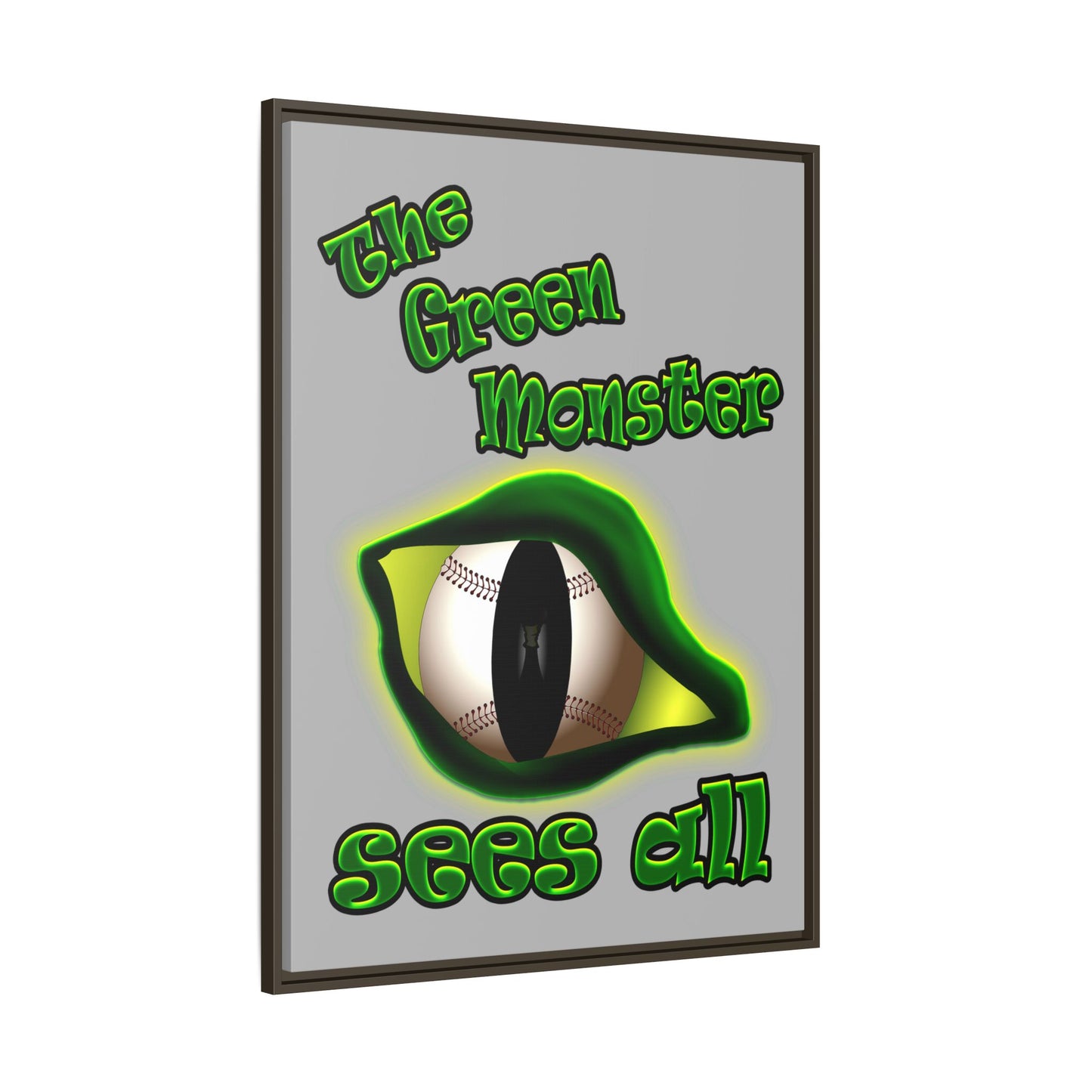 green monster - framed canvas art (light grey)
