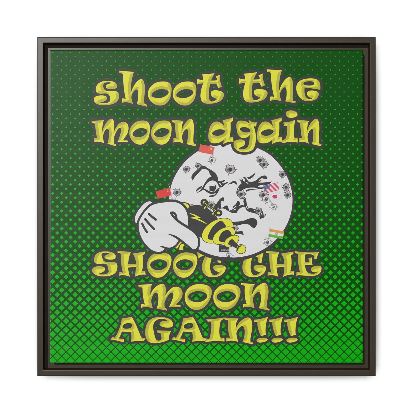 shoot the moon again - framed canvas art (logo green)