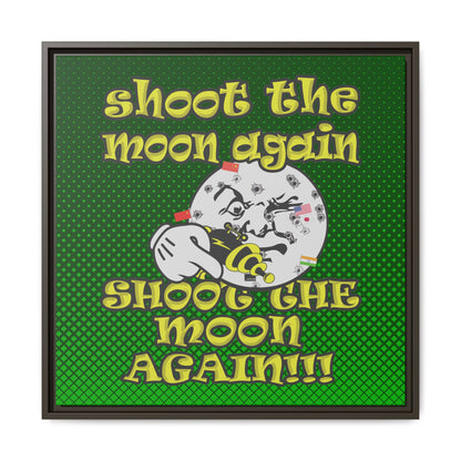 shoot the moon again - framed canvas art (logo green)