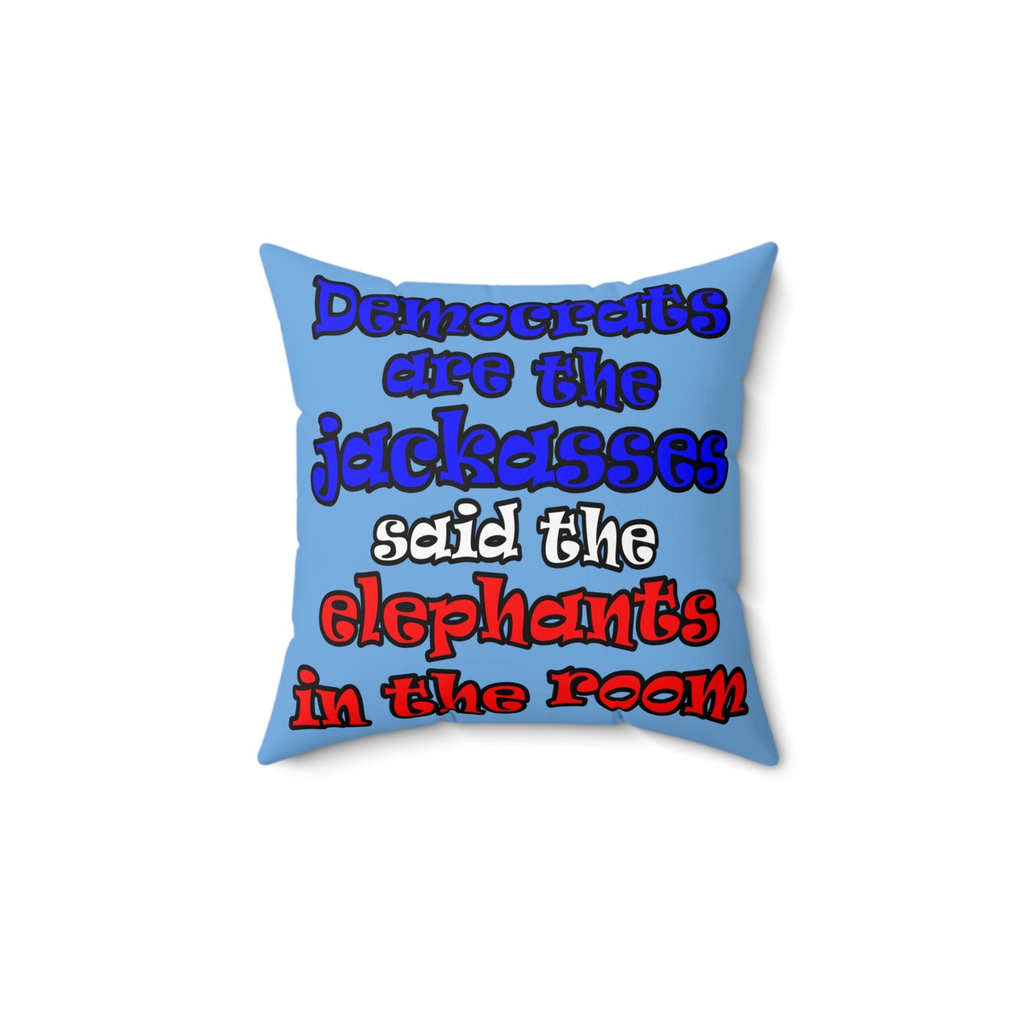 donkeys and elephants - Spun Polyester Square Pillow - (light blue)