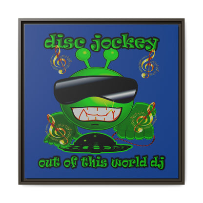 disc jockey - framed canvas art (dark blue)