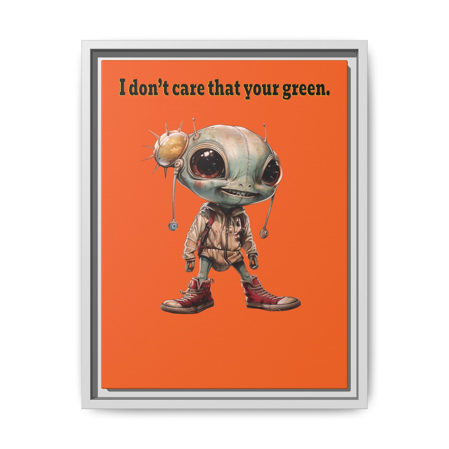 I don't care that your green - framed canvas art (orange)