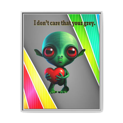 I don't care that your grey - framed canvas art (rainbow split)