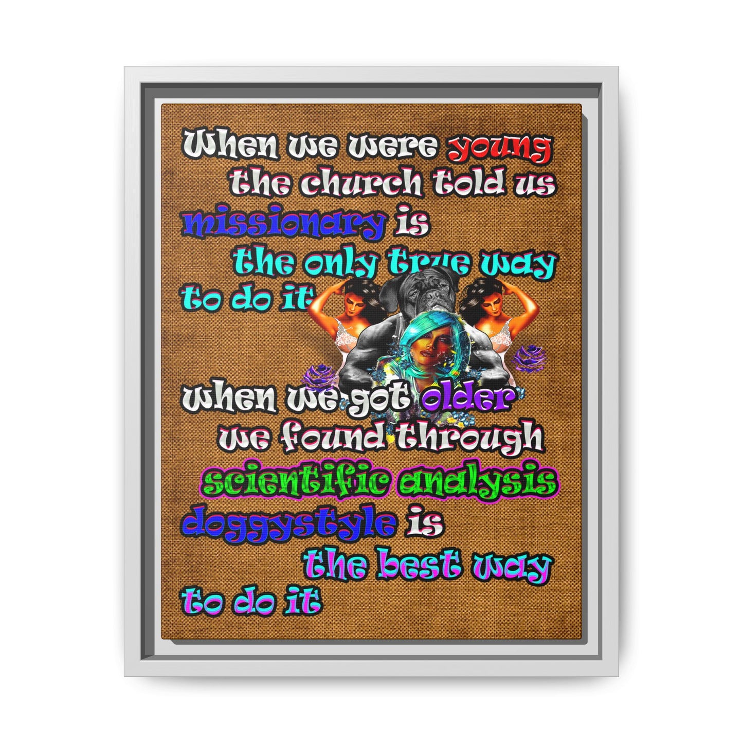 doggystyle - framed canvas art (brown papyrus)