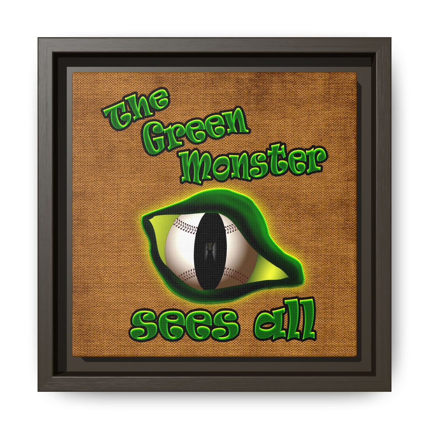 green monster - framed canvas art (brown papyrus)