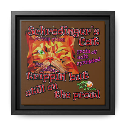 schrodinger's cat - framed canvas art (brown)