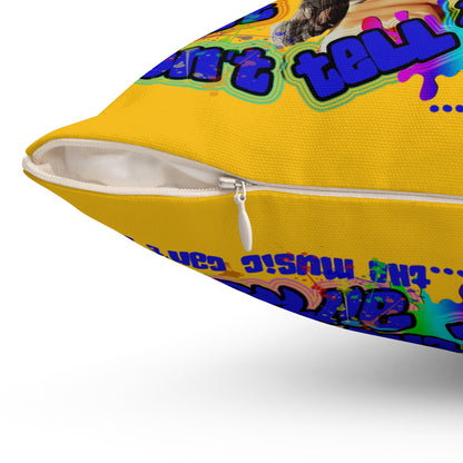 drop the beat - Spun Polyester Square Pillow - (yellow)